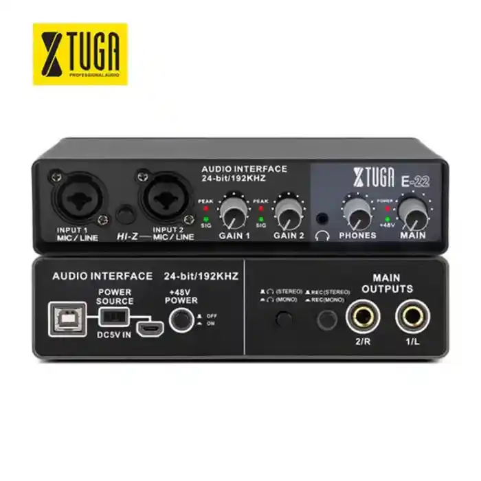 XTUGA E22 Audio Interface Sound Card with Monitoring,Electric Guitar Live Recording Professional Sound Card For Studio